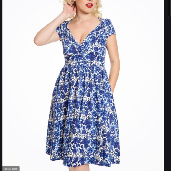 Lindy Bop Dresses & Skirts - Magnolia Blue Floral Dress